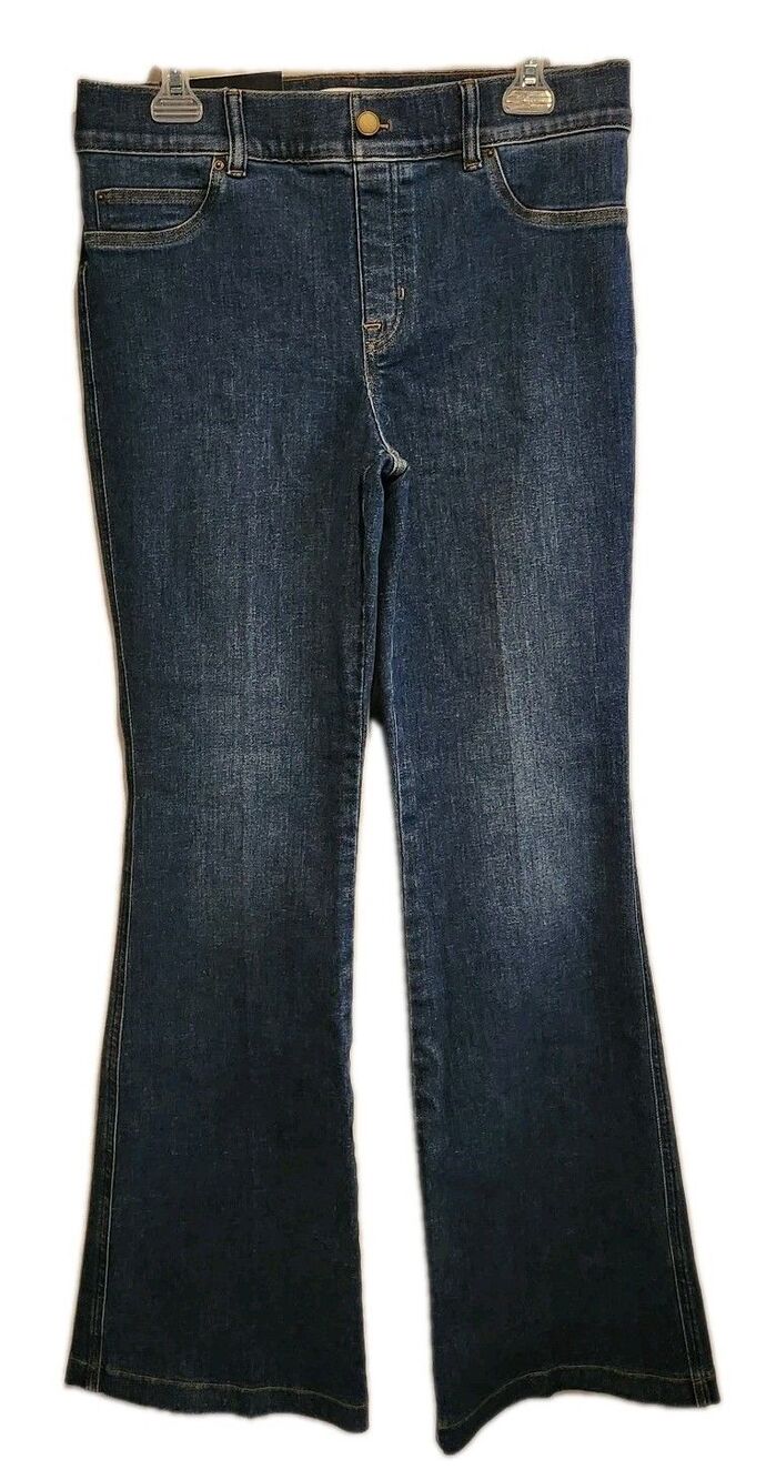 Spanx Womens Stretch Denim Flare Jeans Authentic Blue Size Petite Large NWT